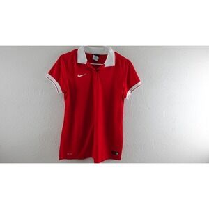 Nike Golf Dry Fit Women's Red & White Polo Shirt W/Vent Sides Sz M